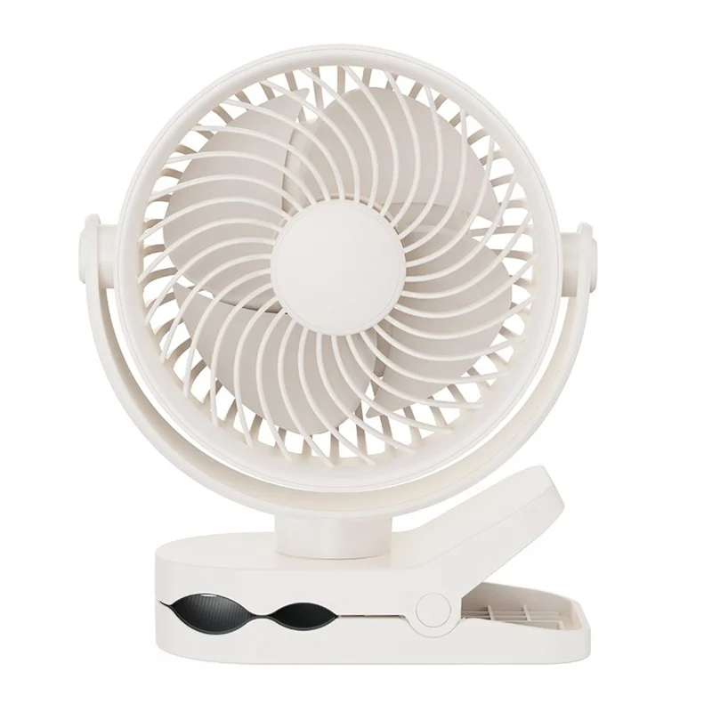 RD23 Clip On Fan Quiet Oscillating Desk Fan USB Rechargeable Air Circulating Electric Fan - White - 1