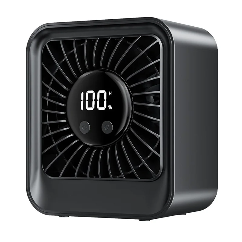 YS-G7 Desktop Fan Built-in 8000mAh Battery USB Rechargeable 8 Speeds Adjustable Table Fan with LED Display - Black - 1