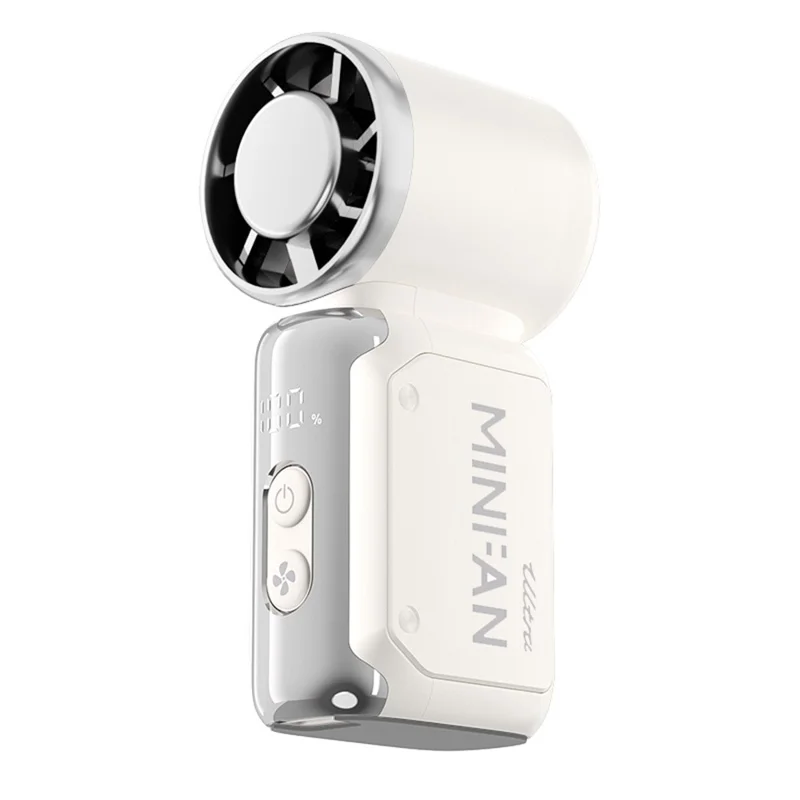 K813 Mini Handheld Fan 3600mAh 199-Speed Levels Digital Display Portable Cooling Fan for Outdoor - White - 1