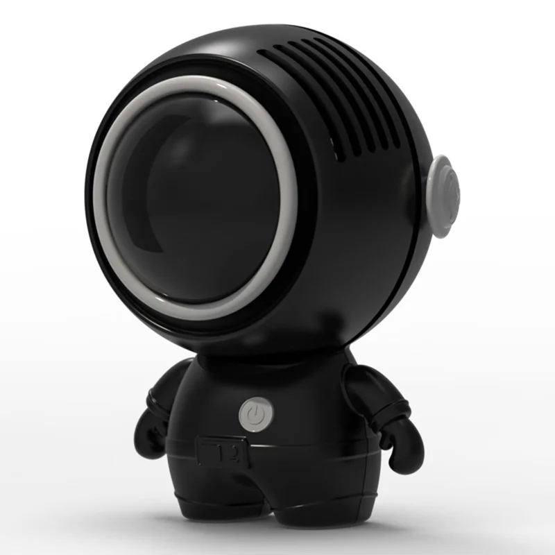 MF040 Spaceman Shape Silent Cooling Fan Mini Handheld Neck-mounted Fan , 3 Speed Mode 900mAh Battery (CE Certificate) - Black - 1