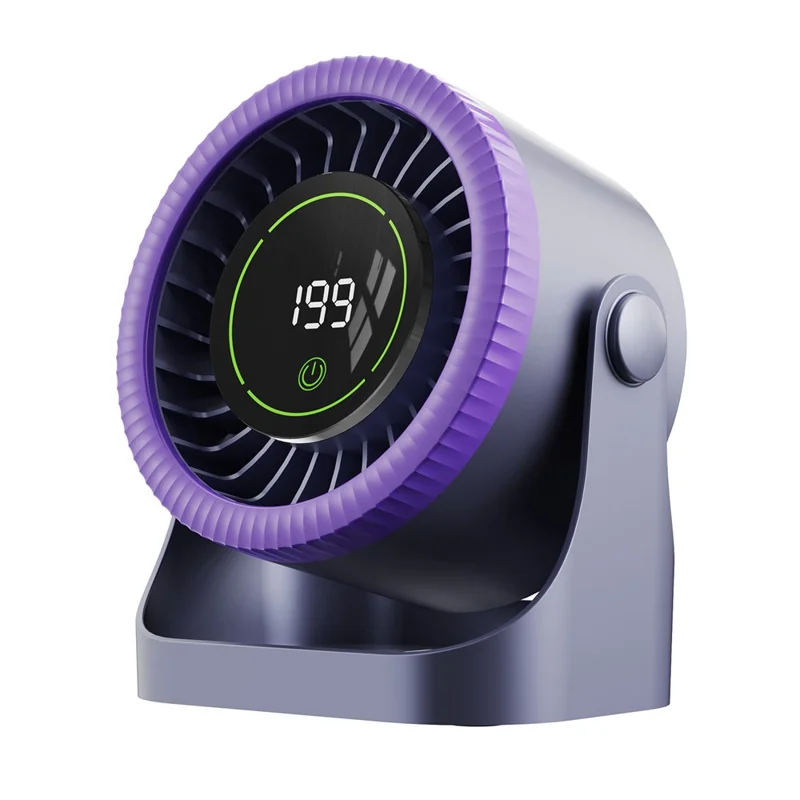 Y26 Desktop Fan 199-Speed Levels 3600mAh Type-C Ice Sensation Dual Duct Cooling Fan for Outdoor Indoor - Grey / Purple - 1