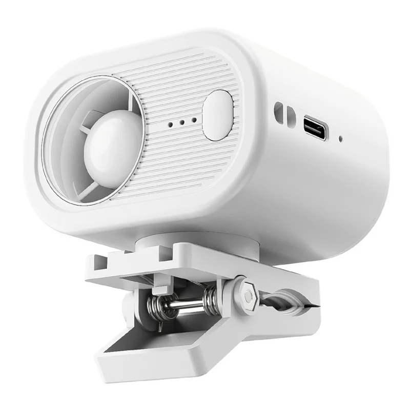 WT-F614 Mini Clip Fan 100-Speed Levels 1200mAh Battery Neck Hanging Wearable Desktop Fan for Outdoor Travel - White - 1