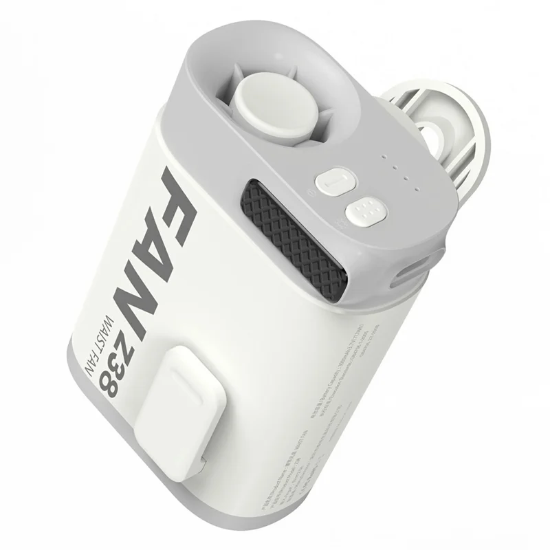 Z38 Wearable Clip Waist Fan 3000mAh 360 Degree Rotating Portable Body Cooler 4-Speed Neck Hanging Fan for Outdoor Sports - White - 1