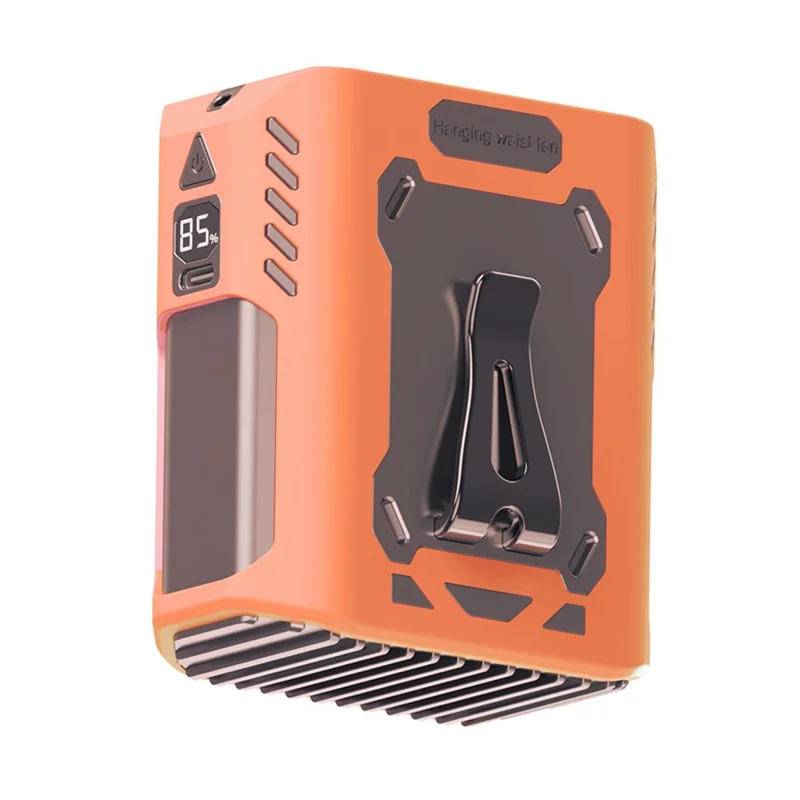 JF130 Portable Waist Fan 8000mAh USB Rechargeable Hands-Free Neck Fan with LED Light for Outdoor Camping - Orange - 1