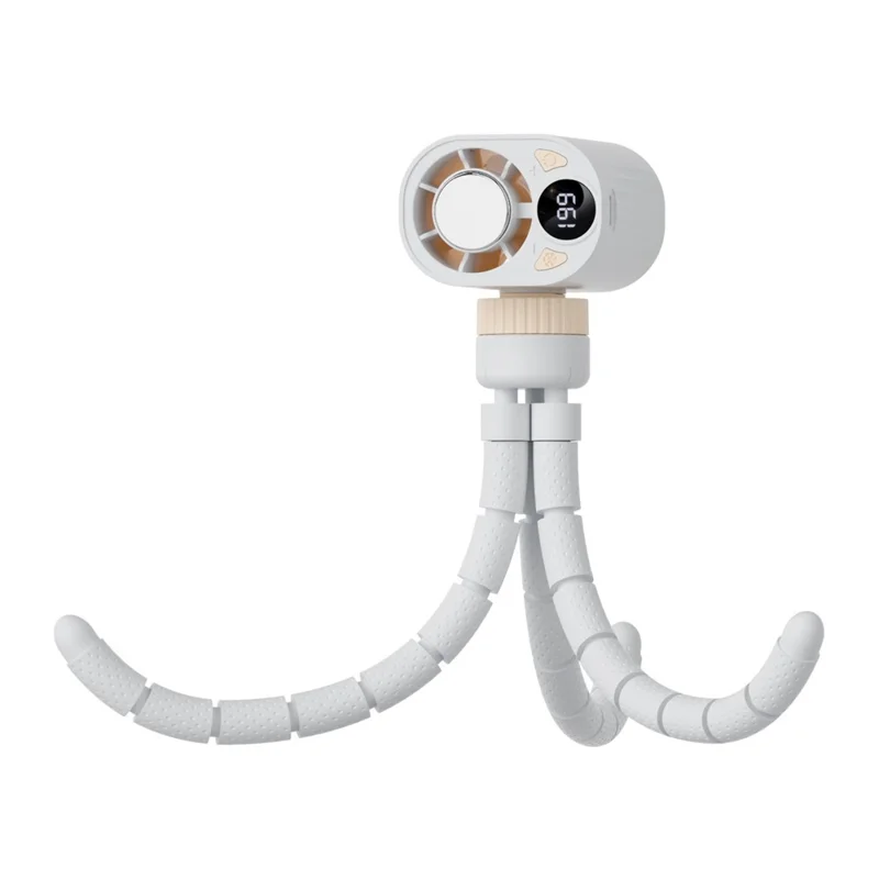 X31 Octopus Tripod Fan Semiconductor Cooling Handheld Turbo Fan with Digital Display for Baby Stroller - White - 1