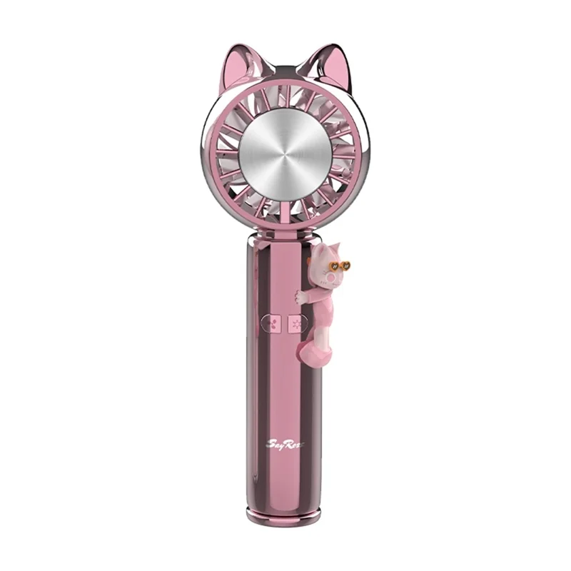 SAYROSE FS-52 Cute Cat Ear Design Handheld Fan 4000mAh 13000RPM Cooling Plate Digital Display Portable Fan - Pink - 1