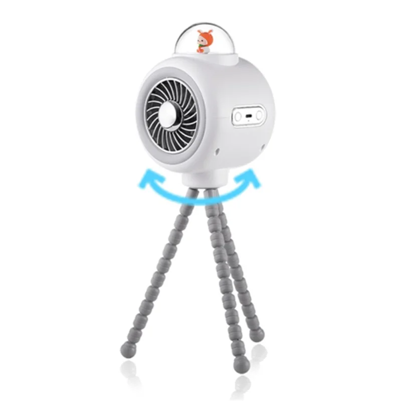 Cute Rabbit Indoor Outdoor Cooling Fan Flexible Tripod Clip-on Stroller Fan Handheld Silent Rotating Air Cooler - White - 1