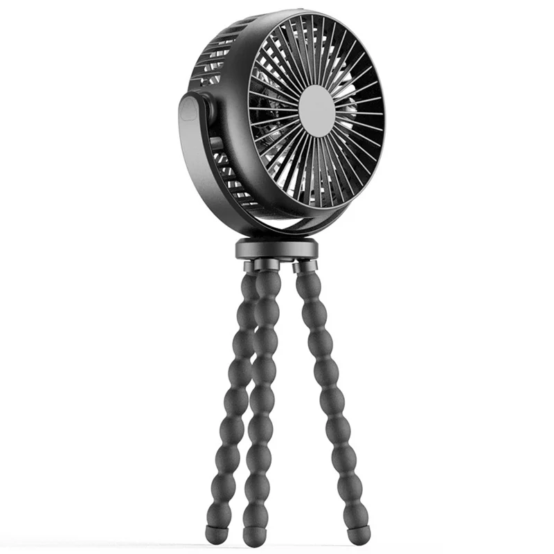 F1 Desktop Flexible Tripod Clip-On Small Fan Portable Mini Fan Outdoor Mute Stroller Handheld Fan - Black - 1