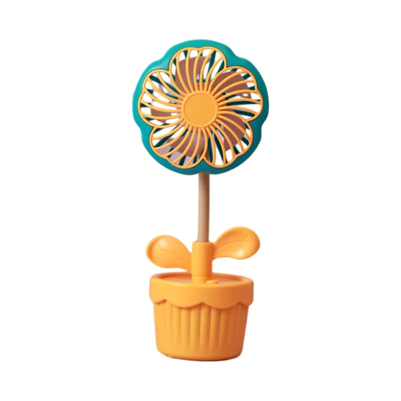 FY070 Flower Pot Shape Fan Rechargeable Low Noise Summer Cooling Desktop Fan - Orange - 1