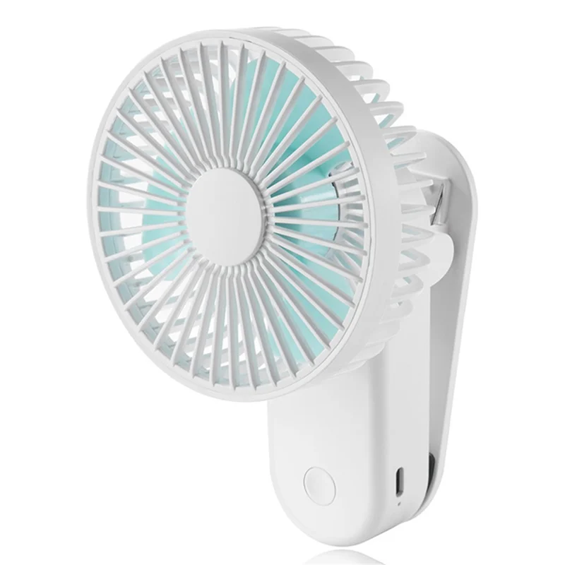 F21 Portable Mini Fan 1200mAh Rechargeable USB Battery Desktop Fan with Magnetic Base Clip - White - 1