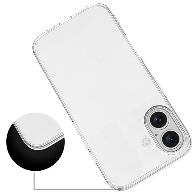 For iPhone 16 Plus Cell Phone Case Ultra-Thin Clear TPU Cover with Big Lens Hole - 2