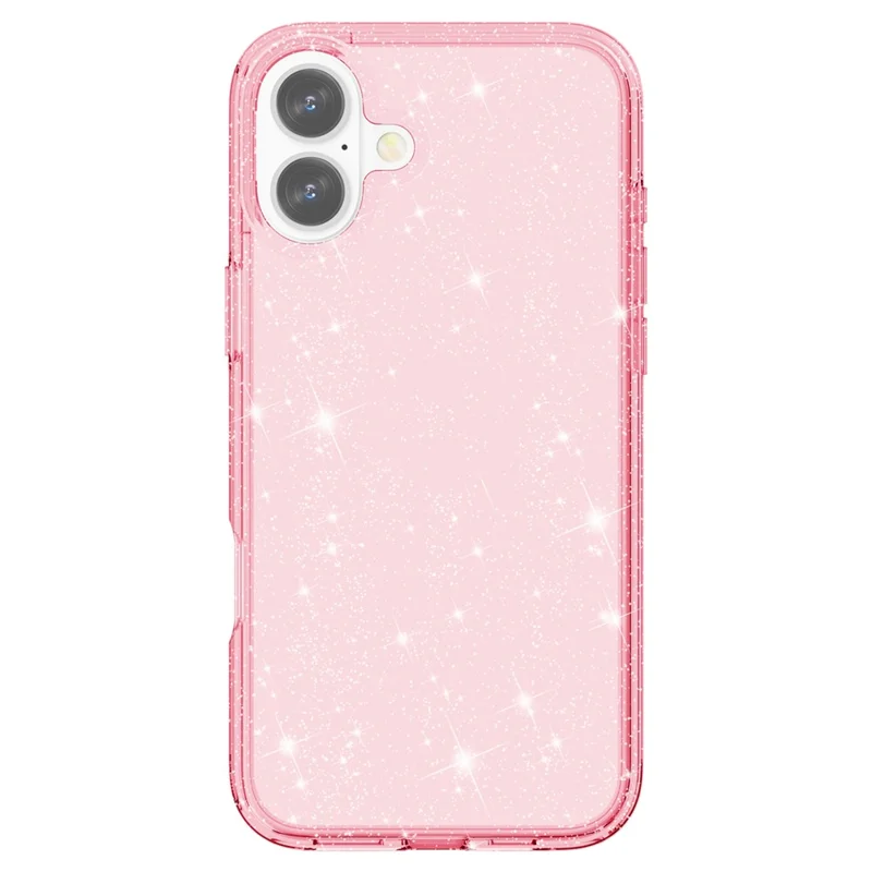 For iPhone 16 Plus Case Sparkly Glitter PC+TPU Phone Cover - Pink - 3