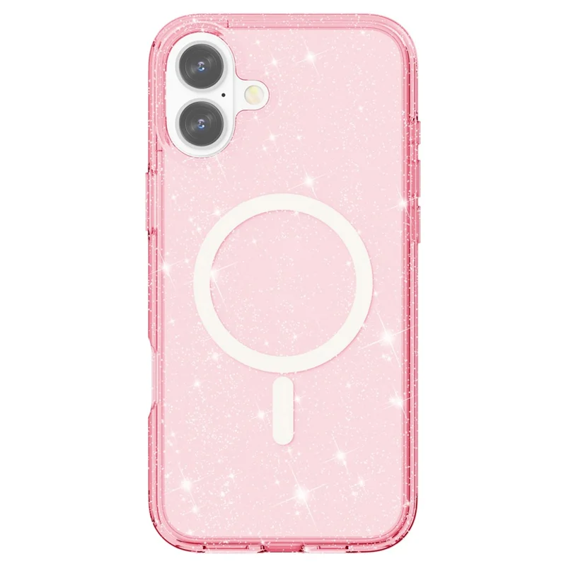 For iPhone 16 Case Compatible with MagSafe Sparkly Glitter PC+TPU Phone Cover - Pink - 2
