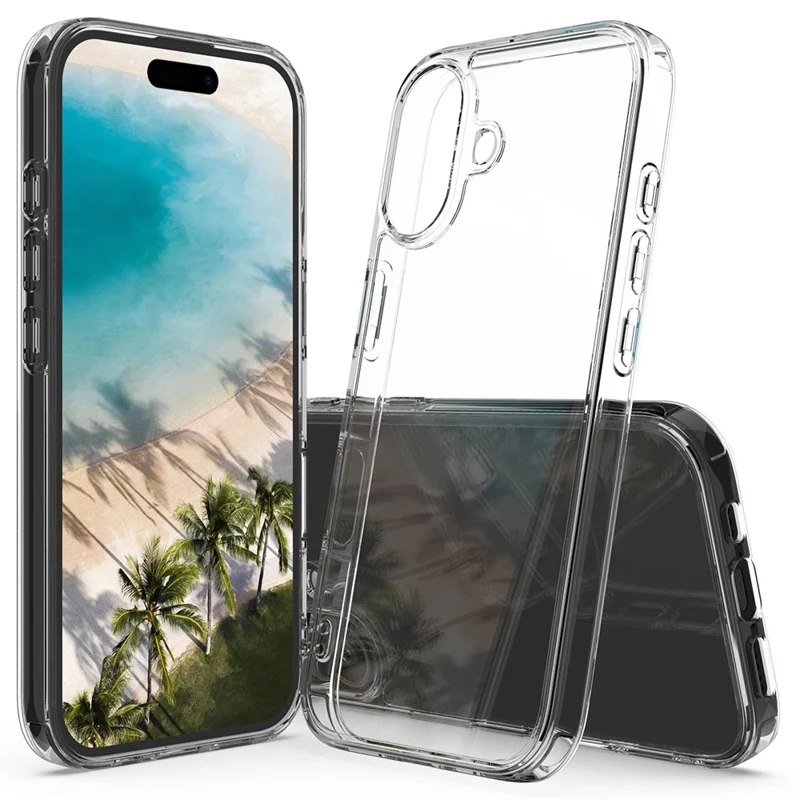 For iPhone 16 Plus Case Crystal Transparent Acrylic + TPU Phone Cover - 1