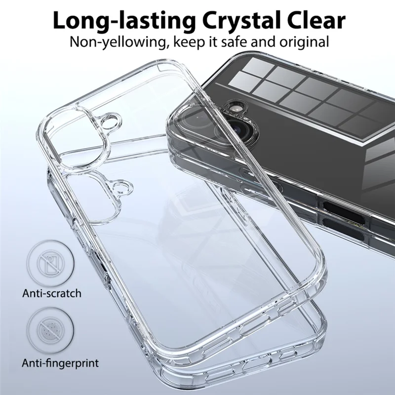For iPhone 16 Plus Case Crystal Transparent Acrylic + TPU Phone Cover - 4