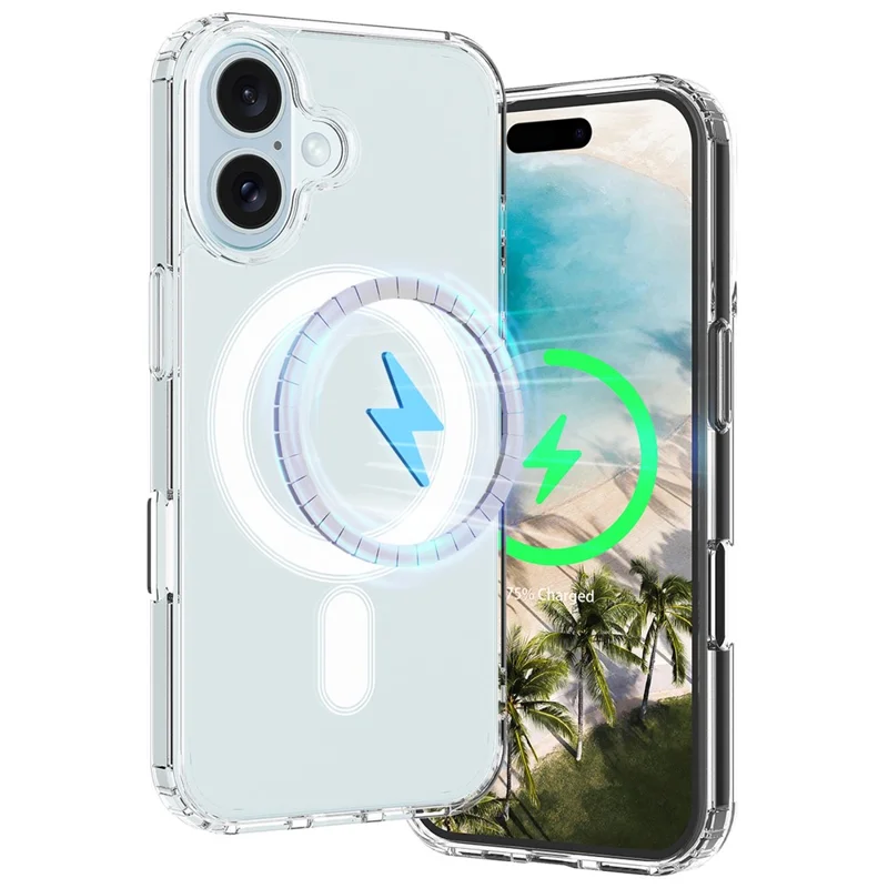 For iPhone 16 Clear Case Compatible with MagSafe TPU+Acrylic Phone Cover - 6