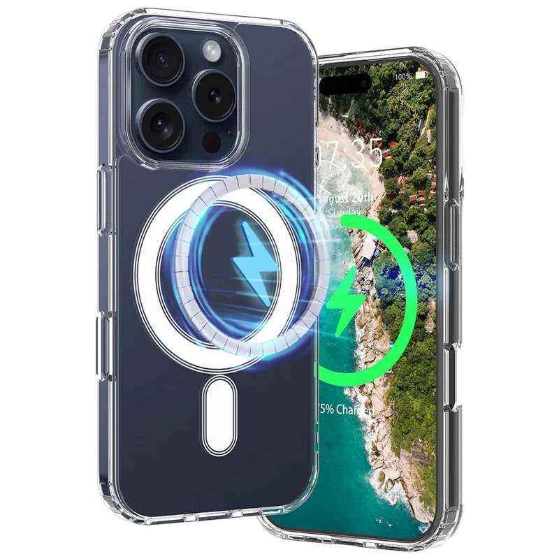 For iPhone 16 Pro Case TPU+Acrylic Clear Phone Cover Compatible with MagSafe - 5