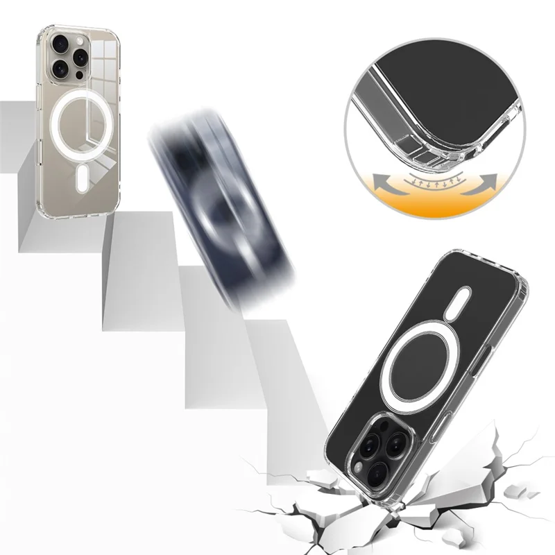For iPhone 16 Pro Case TPU+Acrylic Clear Phone Cover Compatible with MagSafe - 6