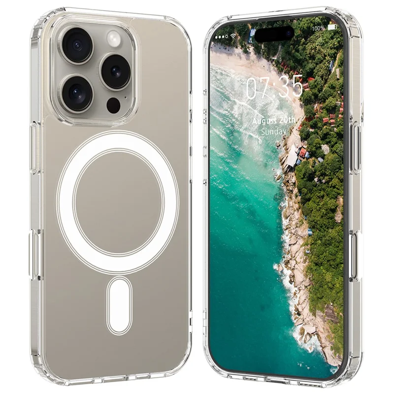 For iPhone 16 Pro Case TPU+Acrylic Clear Phone Cover Compatible with MagSafe - 7