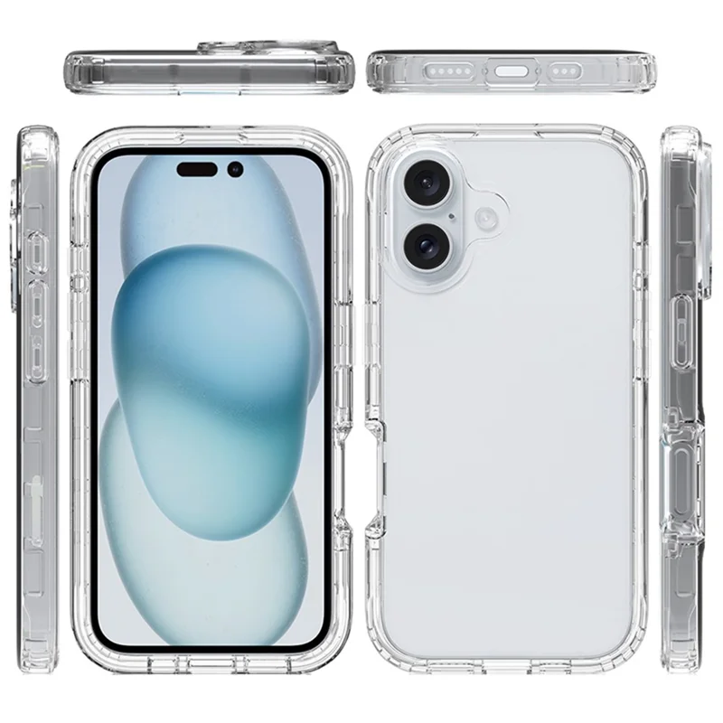 For iPhone 16 Case TPU+PC 2-in-1 Drop-Proof Clear Phone Cover - 6