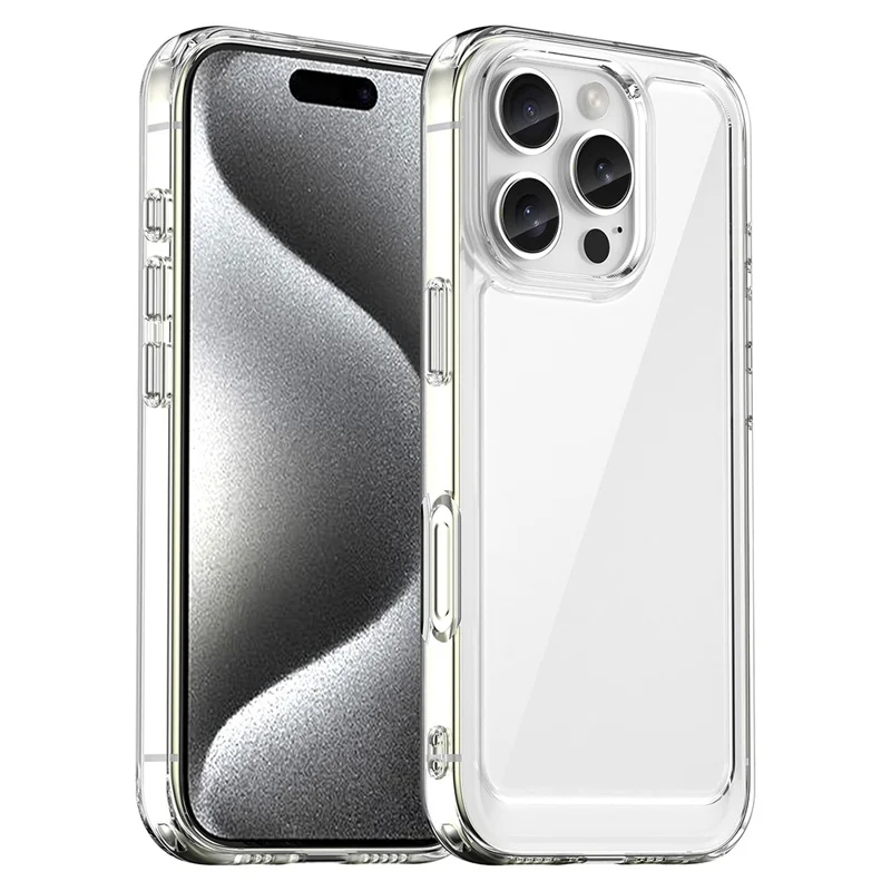 For iPhone 16 Pro Clear Case TPU + Acrylic Back Cover (Big Rear Lens Hole) - 1