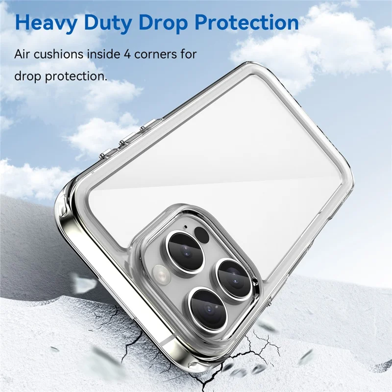 For iPhone 16 Pro Clear Case TPU + Acrylic Back Cover (Big Rear Lens Hole) - 2