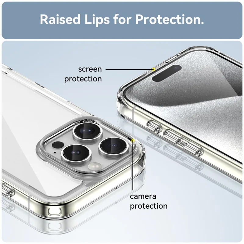 For iPhone 16 Pro Clear Case TPU + Acrylic Back Cover (Big Rear Lens Hole) - 5