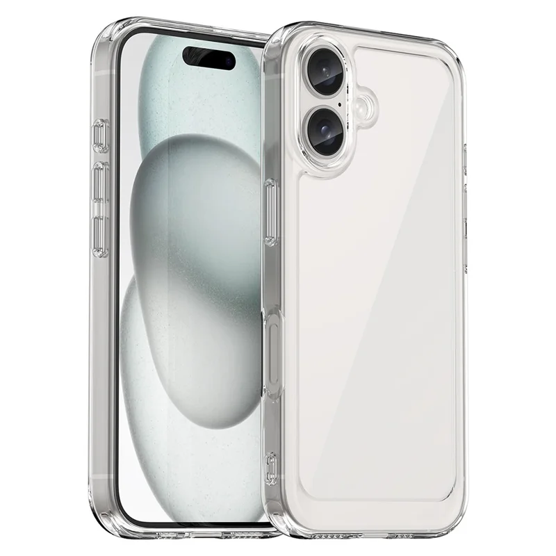 For iPhone 16 Clear Case TPU + Acrylic Slim Phone Cover (Big Rear Lens Hole) - 1
