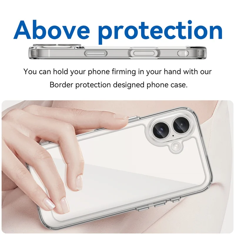 For iPhone 16 Clear Case TPU + Acrylic Slim Phone Cover (Big Rear Lens Hole) - 3