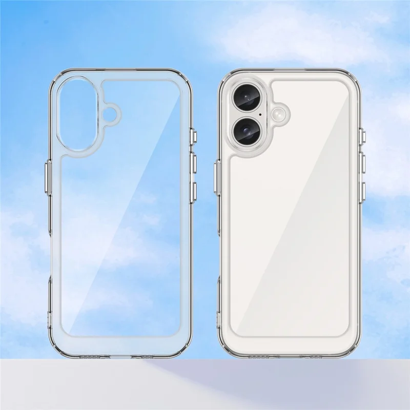 For iPhone 16 Clear Case TPU + Acrylic Slim Phone Cover (Big Rear Lens Hole) - 7