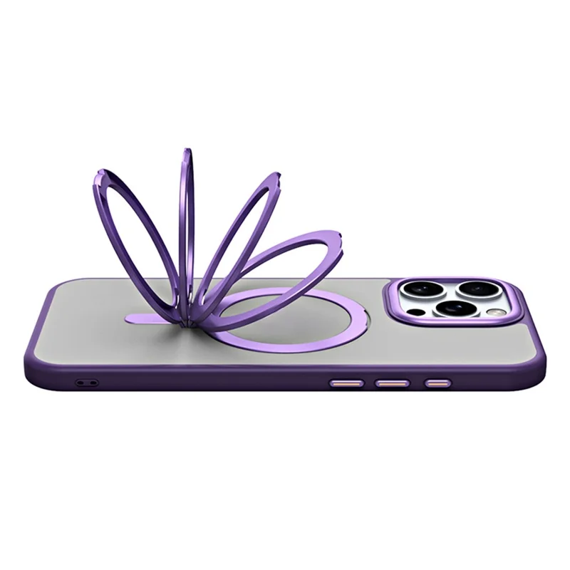 For iPhone 16 Pro Max Case Compatible with MagSafe TPU+Acrylic Kickstand Phone Cover - Purple - 4