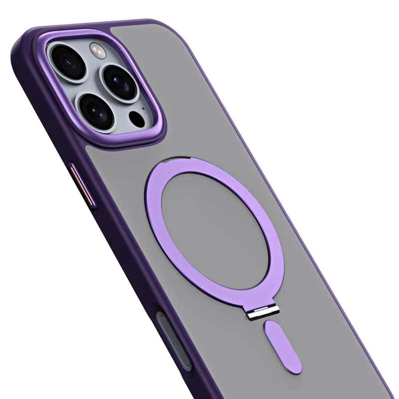 For iPhone 16 Pro Max Case Compatible with MagSafe TPU+Acrylic Kickstand Phone Cover - Purple - 6