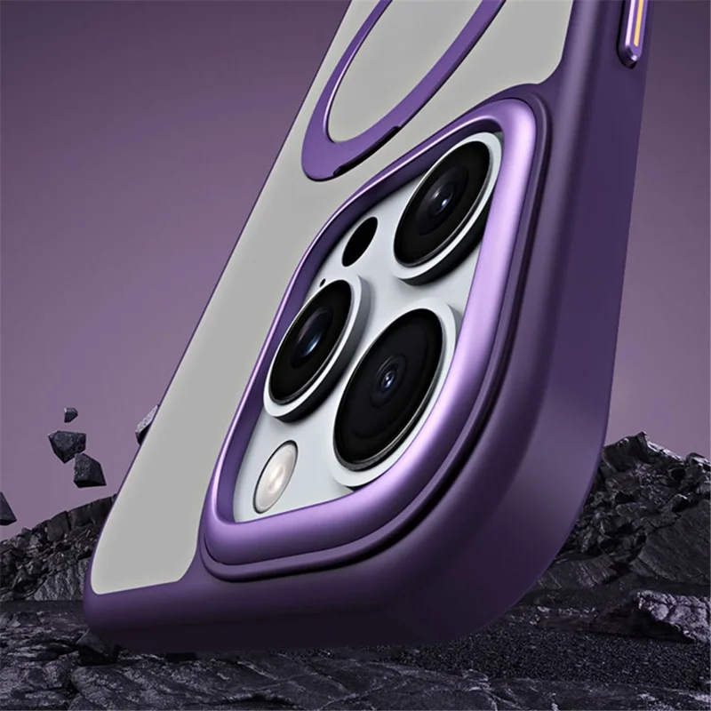 For iPhone 16 Pro Max Case Compatible with MagSafe TPU+Acrylic Kickstand Phone Cover - Purple - 8
