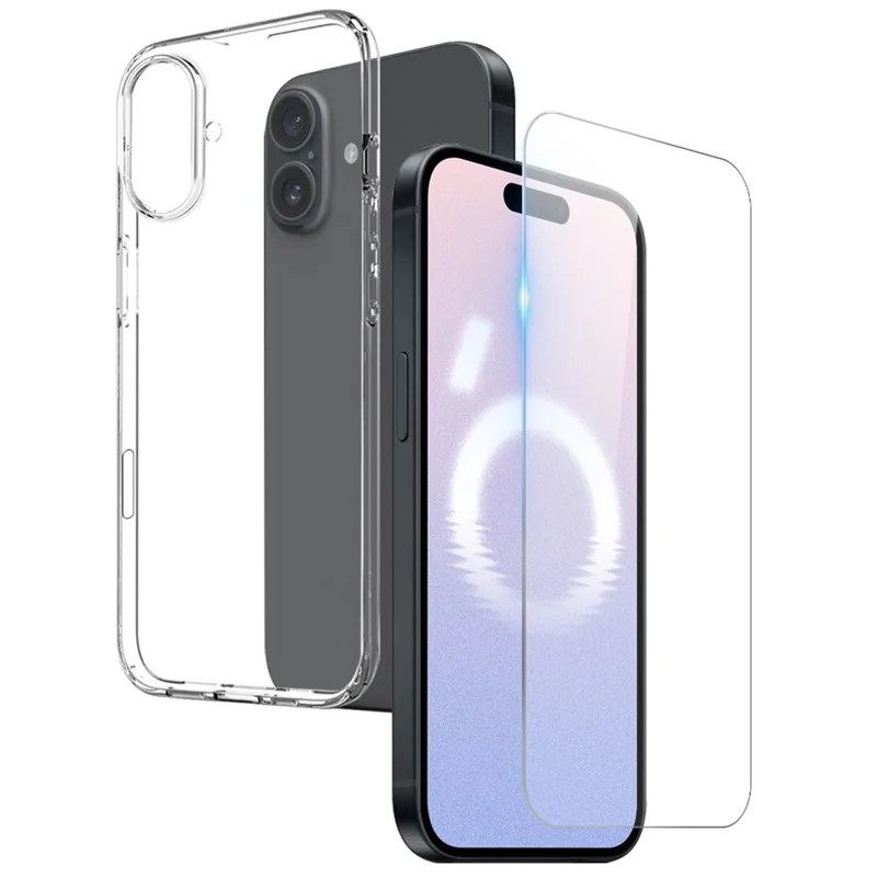NORTHJO For iPhone 16 Plus Clear TPU Case with Tempered Glass Screen Protector - 1
