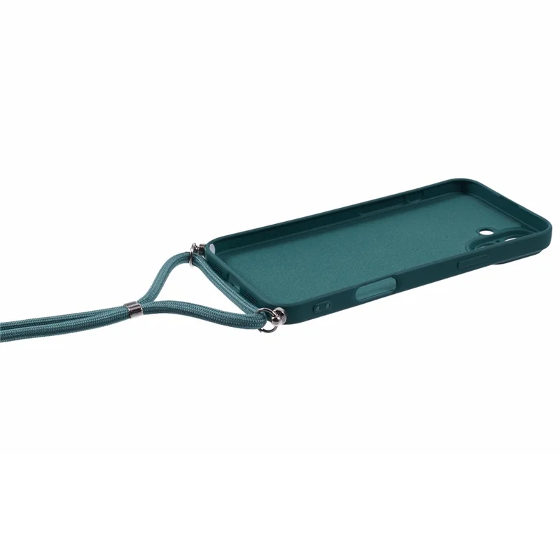 For iPhone 16 Plus Crossbody Case TPU Protective Phone Cover with Soft Fiber Lining - Army Green - 3
