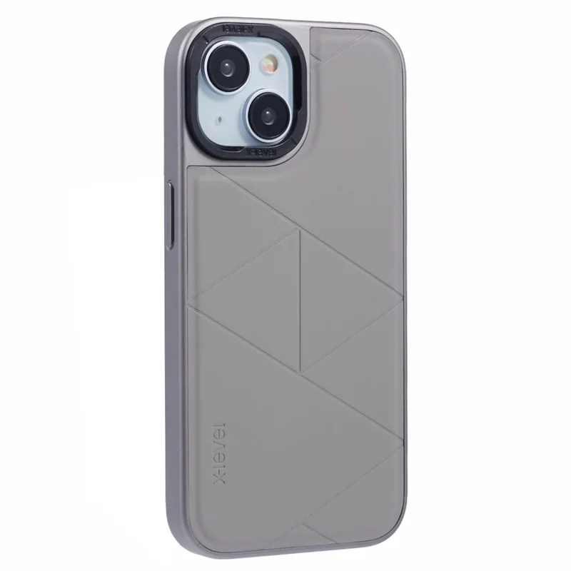 X-LEVEL For iPhone 15 Case Shockproof Geometric PU Leather Back Cover - Titanium Grey - 1