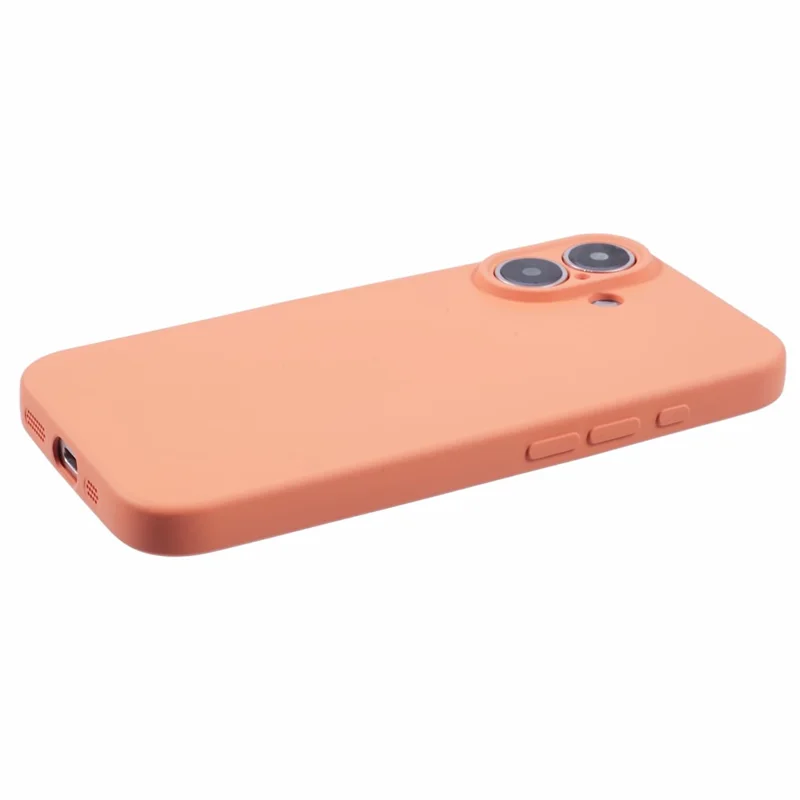For iPhone 16 Case Fiber Lining TPU Soft Touch Phone Cover Drop Protection - Orange - 5