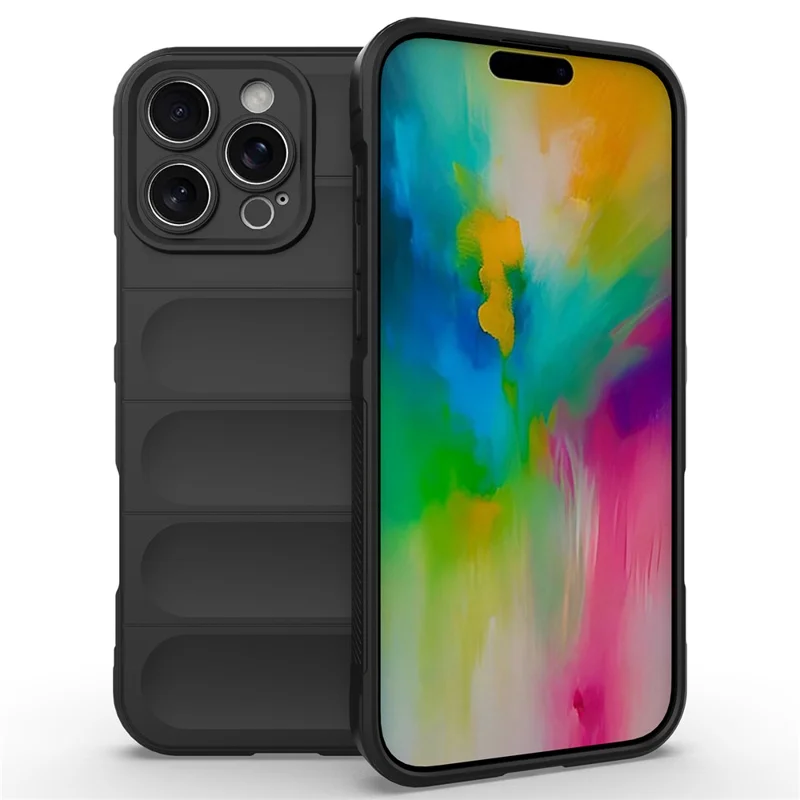 For iPhone 16 Pro Max Case Drop-Proof Protection Flexible TPU Phone Cover - Black - 1