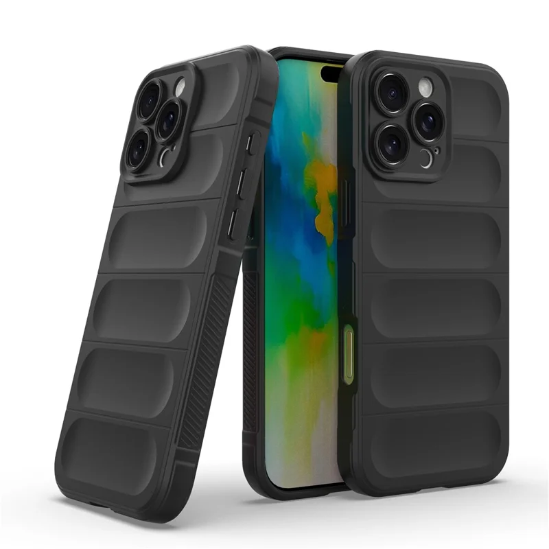 For iPhone 16 Pro Max Case Drop-Proof Protection Flexible TPU Phone Cover - Black - 2
