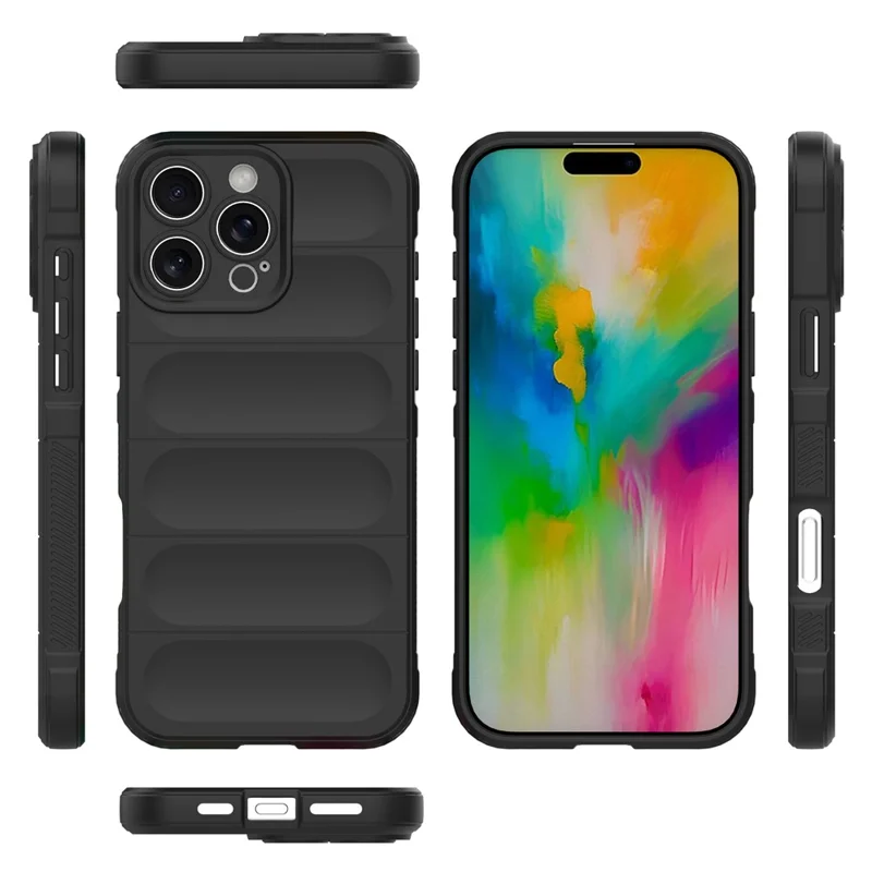 For iPhone 16 Pro Max Case Drop-Proof Protection Flexible TPU Phone Cover - Black - 6
