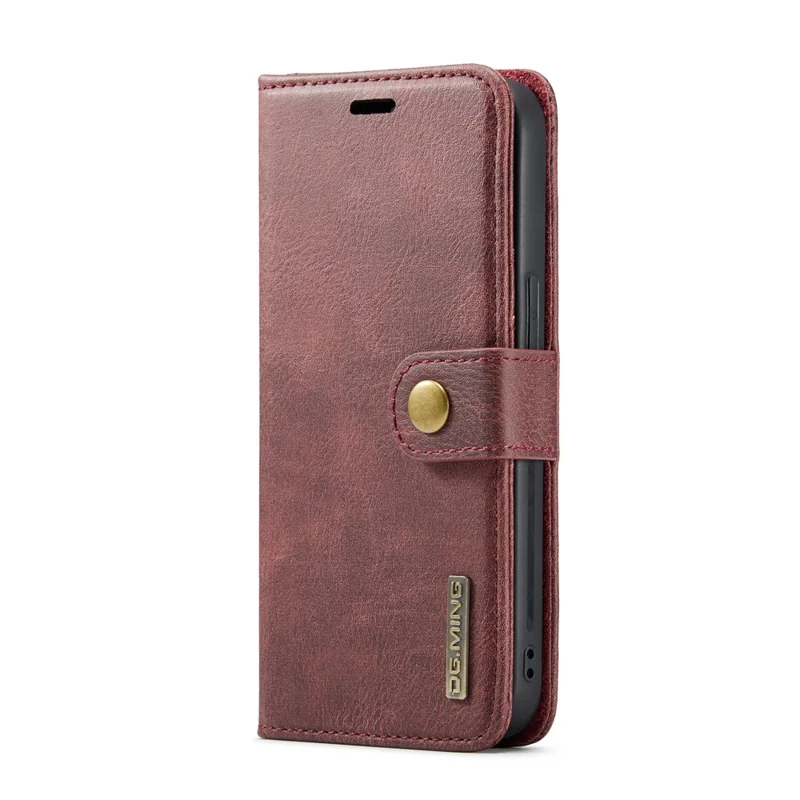 DG.MING for iPhone 16 Pro Max Case Detachable Split Leather Phone Cover - Red - 9