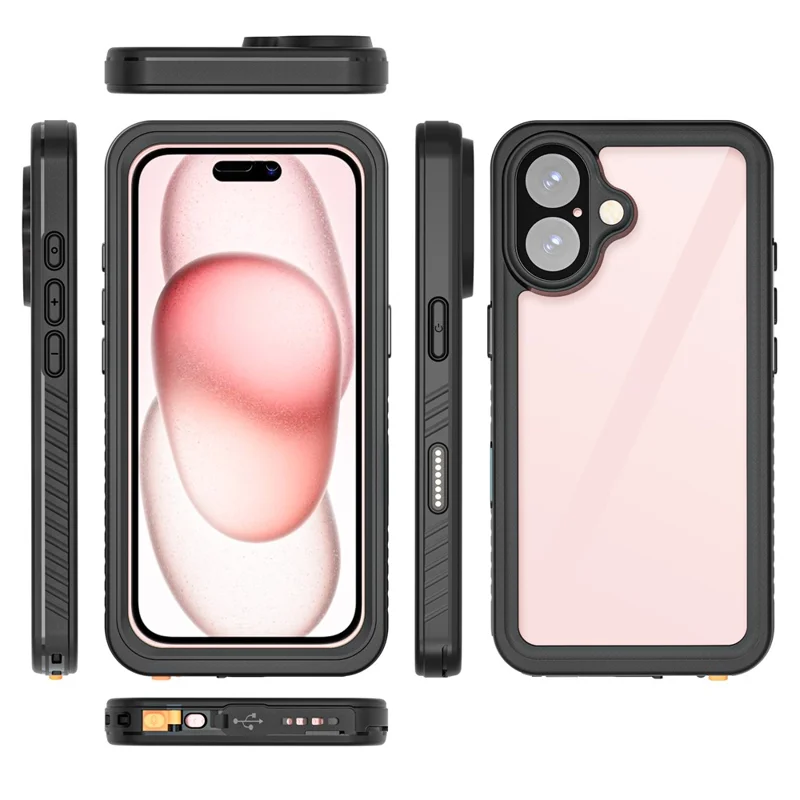 REDPEPPER FS Series For iPhone 16 Cell Phone Case IP68 Waterproof Clear Back Panel Phone Cover - 9