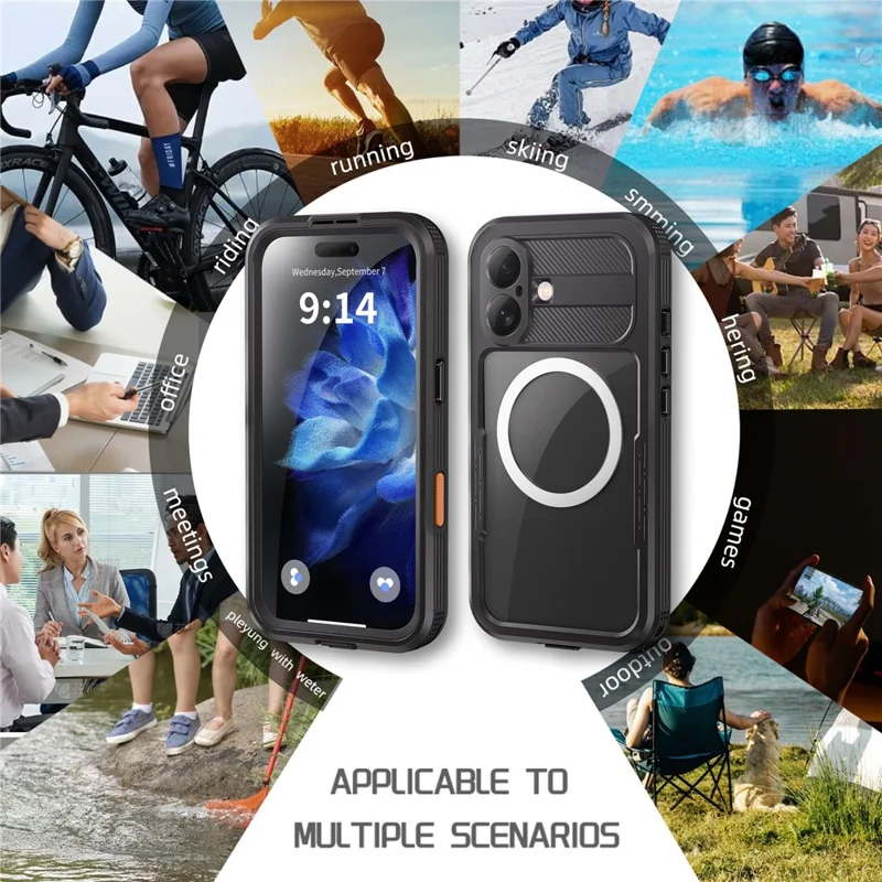 REDPEPPER For iPhone 16 Plus Case Compatible with MagSafe IP68 Waterproof Clear Phone Cover - Black - 11