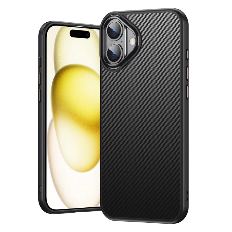 For iPhone 16 Plus Magnetic Case Compatible with MagSafe Carbon Fiber Texture PC + TPU Cover - 1