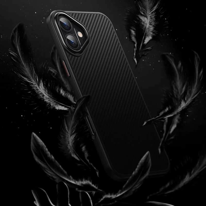 For iPhone 16 Plus Magnetic Case Compatible with MagSafe Carbon Fiber Texture PC + TPU Cover - 10