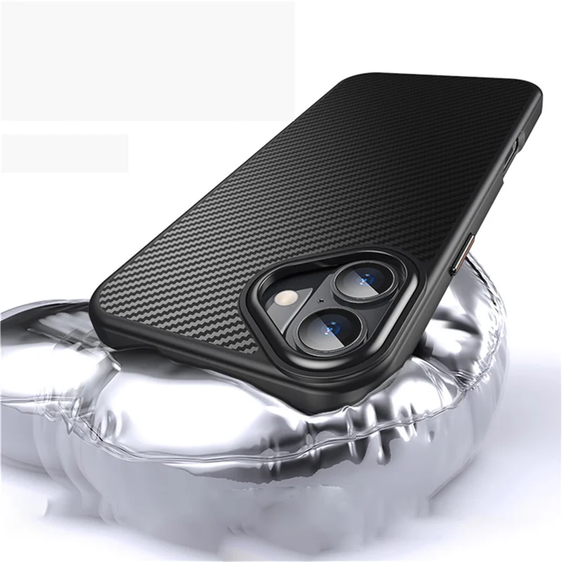 For iPhone 16 Plus Magnetic Case Compatible with MagSafe Carbon Fiber Texture PC + TPU Cover - 3
