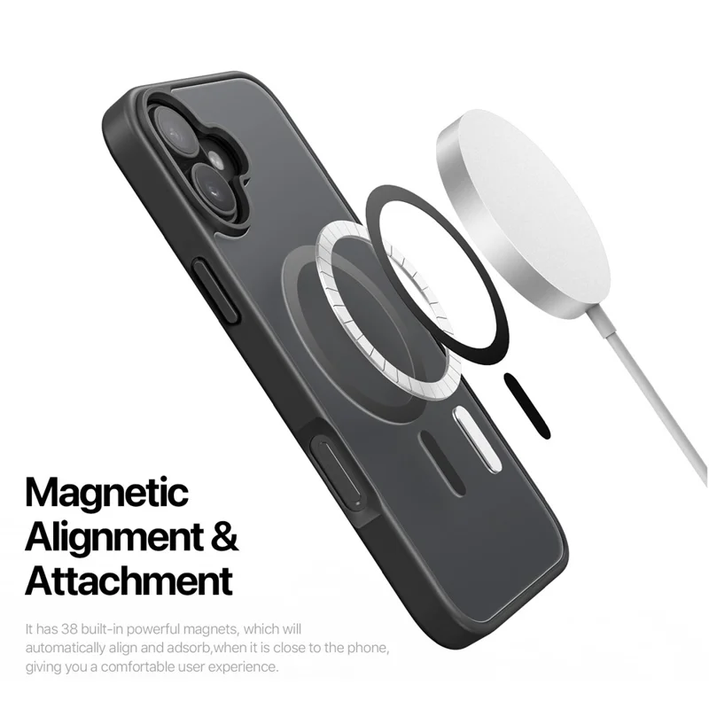 DUX DUCIS Yind Series For iPhone 16 Matte Case Compatible with MagSafe PC+TPU Phone Cover - Black - 5
