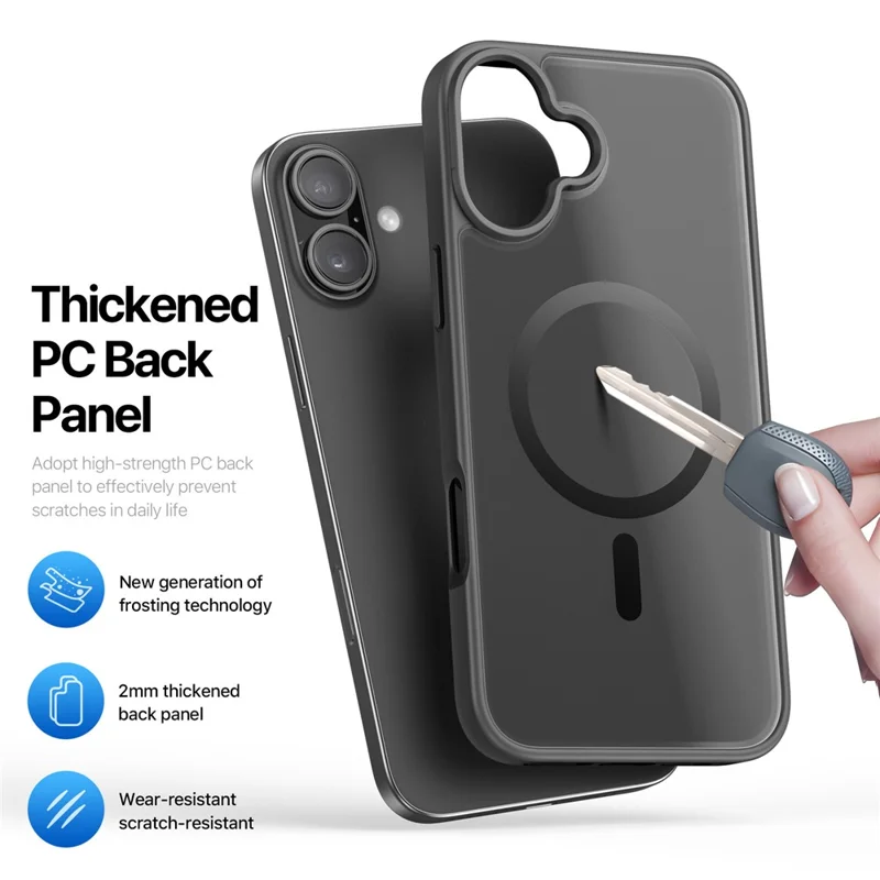 DUX DUCIS Yind Series For iPhone 16 Matte Case Compatible with MagSafe PC+TPU Phone Cover - Black - 6