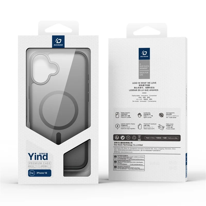 DUX DUCIS Yind Series For iPhone 16 Matte Case Compatible with MagSafe PC+TPU Phone Cover - Black - 9