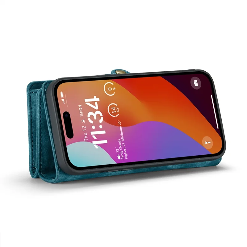For iPhone 16 Pro Max Phone Cases CASEME 008 Leather Cover with Detachable Wallet and Strap - Blue - 3